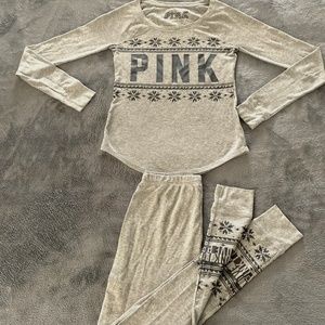 PINK Victoria’s Secret “I Only Sleep In Pink” Thermal Pajama Set